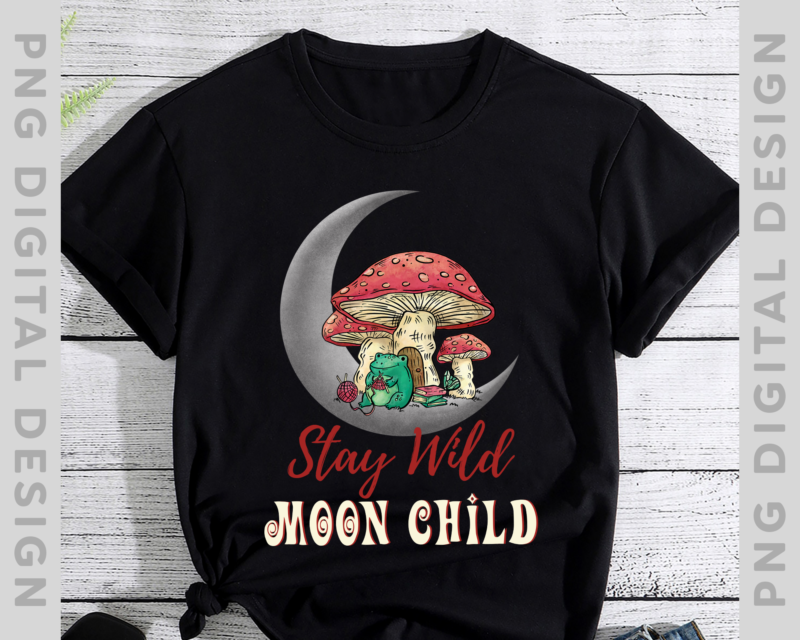 Stay Wild Moon Child Mushroom T-Shirt, Magic Mushroom, Frog Shirt, Nature Lover Shirt TH