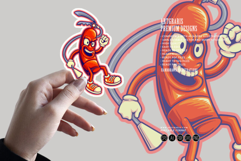 Fire extinguisher rescue gear cute cartoon illustrations
