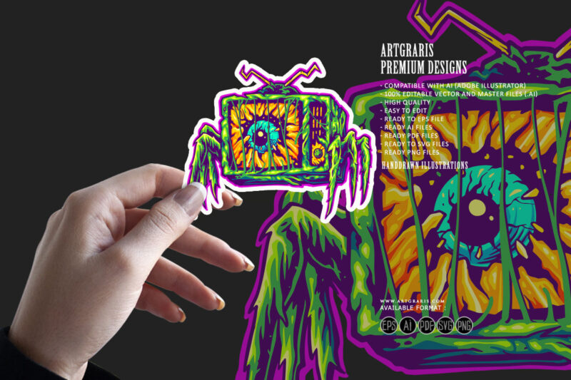 Horror television monster terror logo illustrations