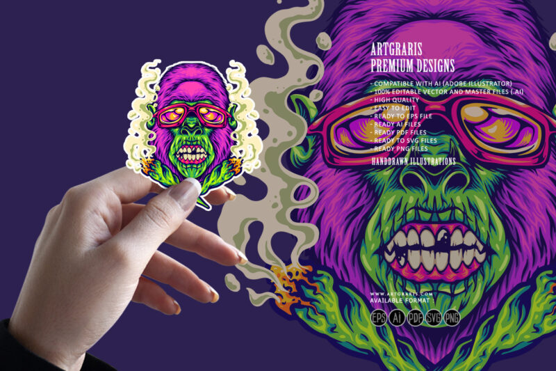 Gorilla funk strain indica dominant logo illustrations