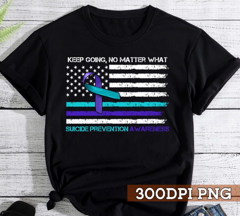 Suicide Prevention Awareness PNG File For Shirt, In Memorial Of My Dad Design, US Flag, Teal And Purple Ribbon, Instant Download HC
