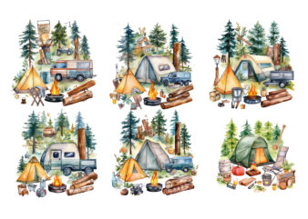 Summer Camping, Watercolor Camping, Camping Watercolor Clipart, Camping Outdoors, Clip Art, Watercolor Clipart, Night Clipart, Camping Sublimation, Moon, Night, Sunset, Watercolor Sunset, Sublimation Clipart, Sublimation Graphic, Illustration, Digital Download, Sublimation