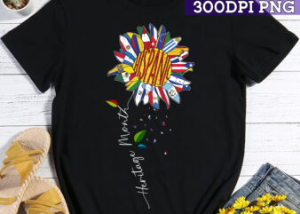 Sunflower Petals with Hispanic Flag T-Shirt, Celebrate Hispanic Heritage Month Shirt, Gift for Latinos, American Latino Cultural Hispana Tee