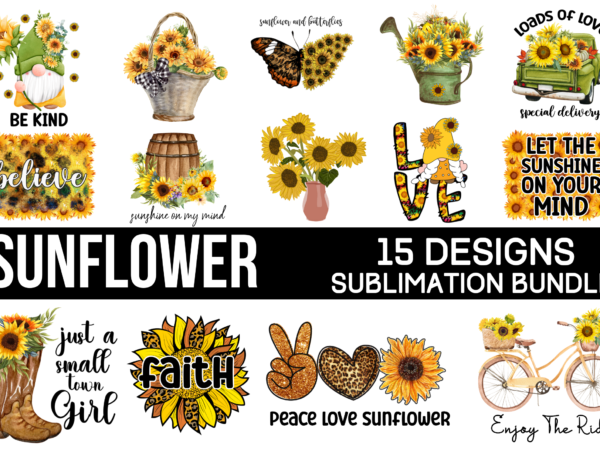 Sunflower sublimation bundle t shirt template vector