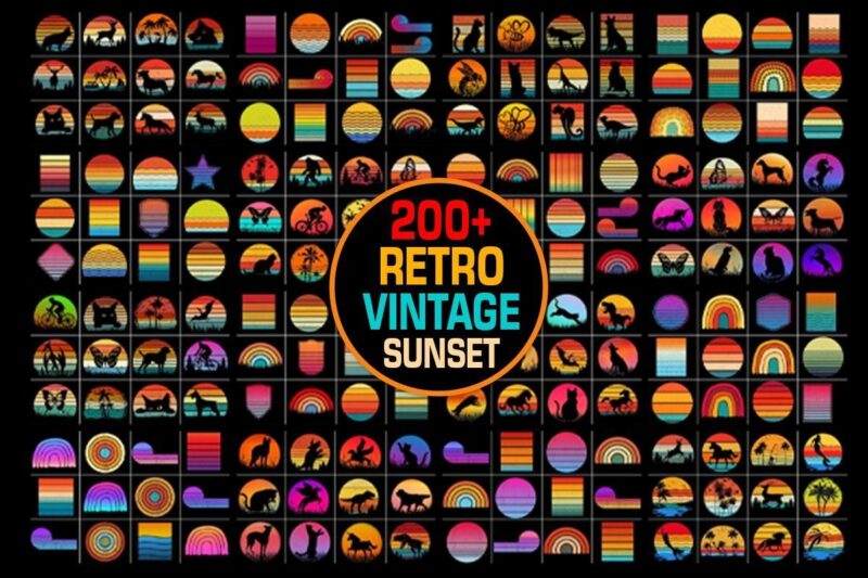 Sunset Retro Vintage Graphic Mega Bundle