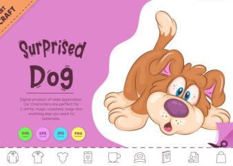 Surprised Cartoon Dog. Clipart. t shirt template vector