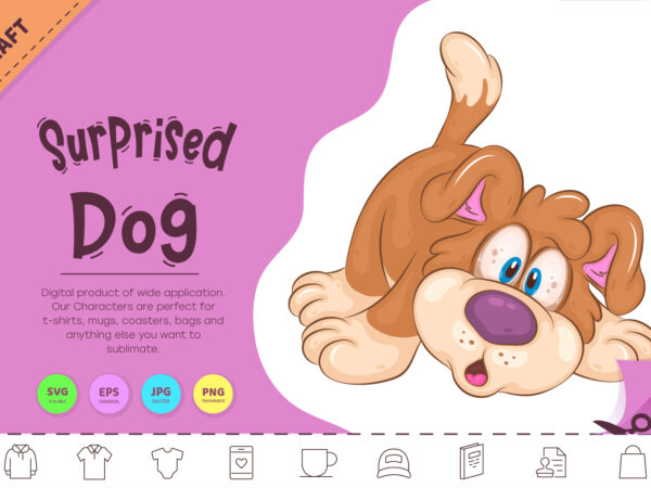 Surprised cartoon dog. clipart. t shirt template vector