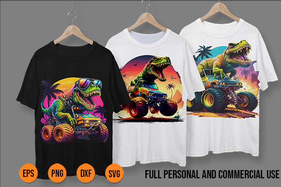 T Rex Monster truck 5 Png Sublimation dtf Designs Bundle T-shirt Design