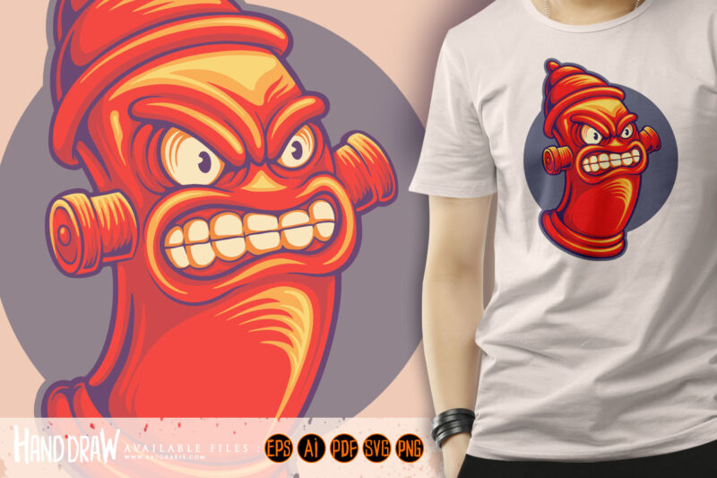 Angry hydrant pillar rescue squad logo illustrations