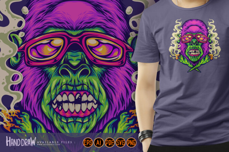 Gorilla funk strain indica dominant logo illustrations