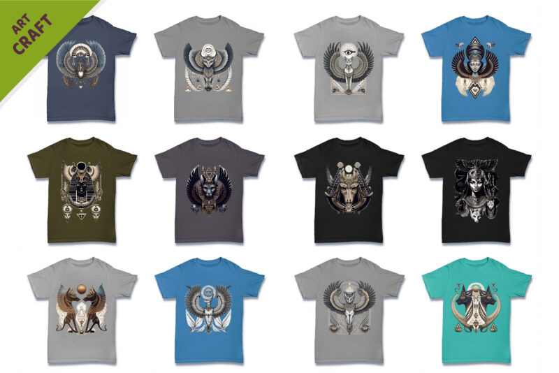 Bundle 27 T-Shirt-designs. Egyptian ornaments.