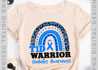 T1D Warrior Type 1 Diabetes Awareness Leopard Rainbow NH t shirt designs for sale
