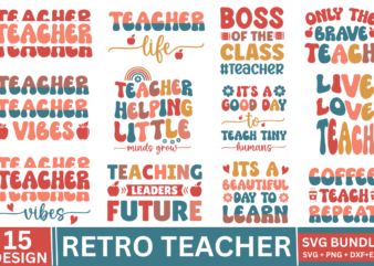 Retro Teacher Svg Bundle t shirt design online