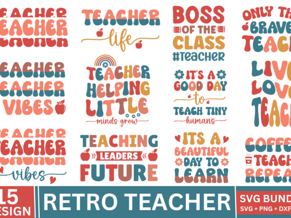 Retro teacher svg bundle t shirt design online