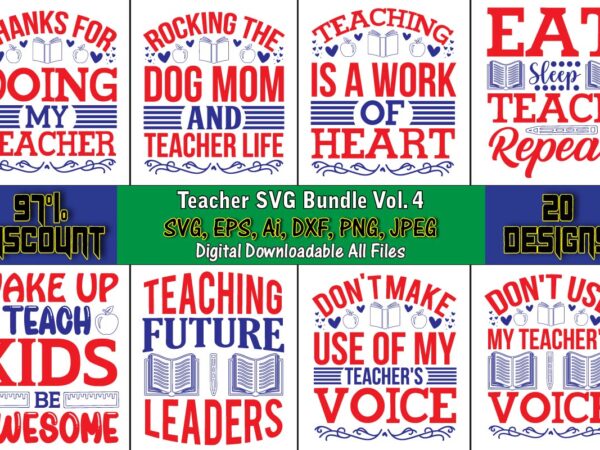 Teacher svg bundle vol. 4, t shirt designs for sale