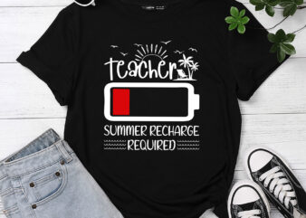 Teacher Summer Recharge Required Last day School Women Funny T-Shirt PC