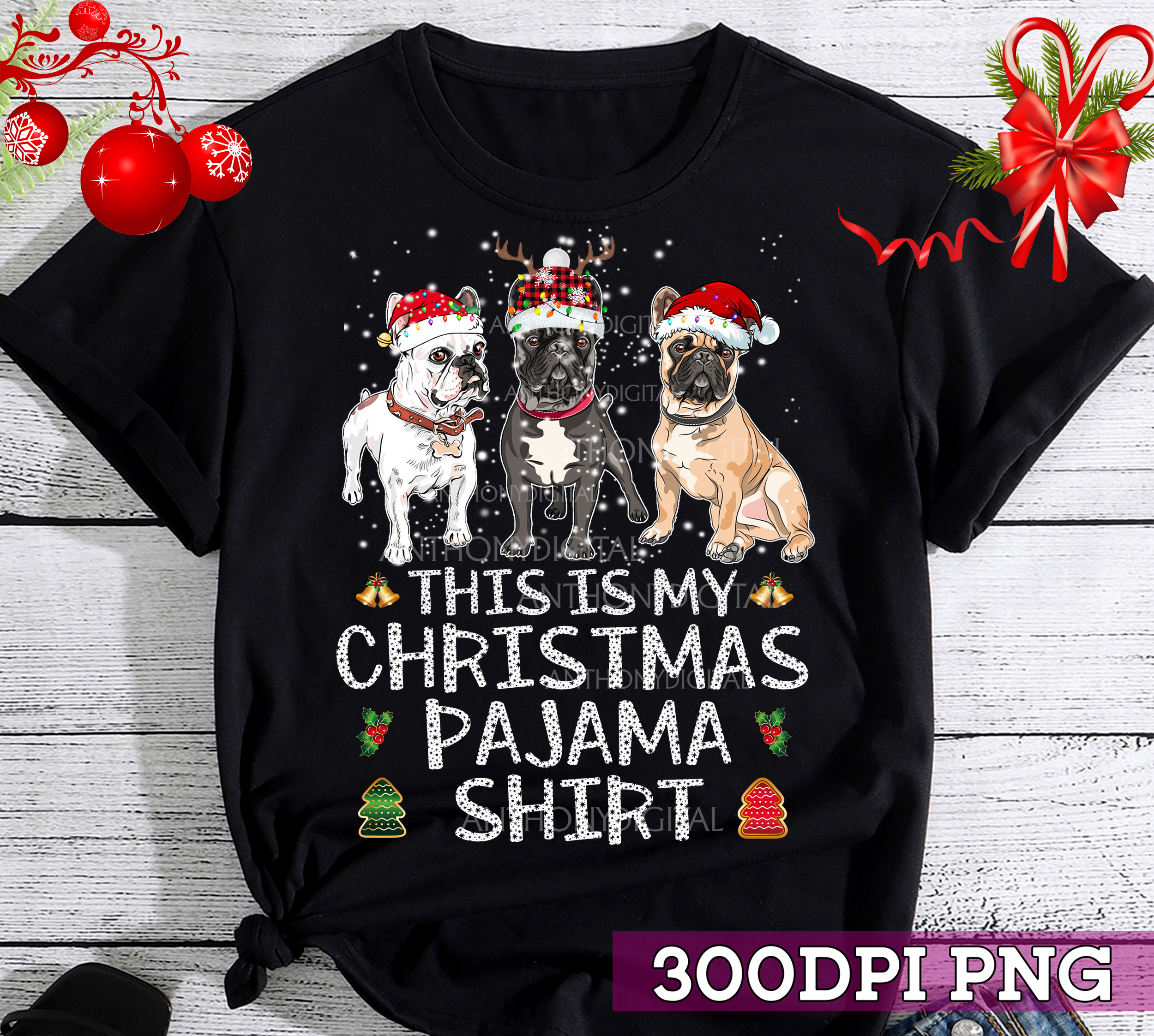 French bulldog christmas pajamas top