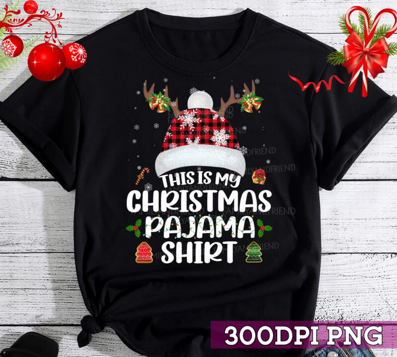 This Is My Christmas Pajama Shirt Funny Santa Xmas Red Plaid