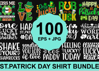 St. Patrick’s Day Shirt Design Bundle Print Template, Lucky Charms, Irish, everyone has a little luck Typography Design