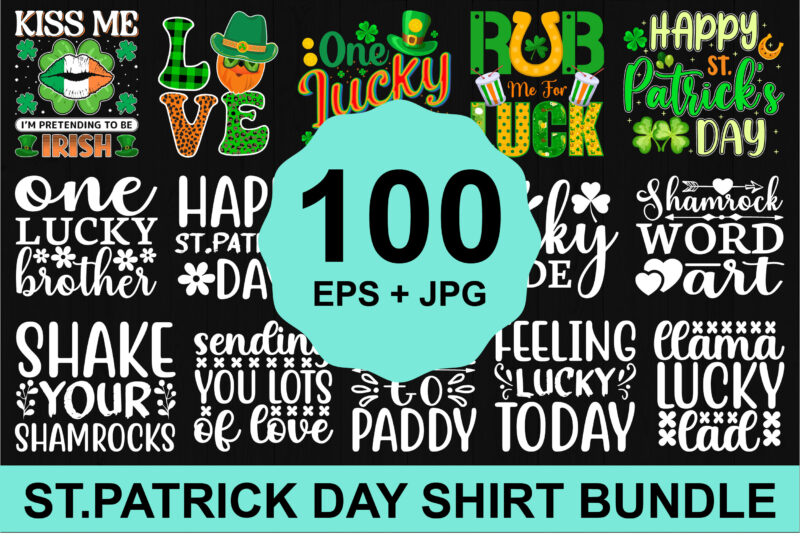 St. Patrick’s Day Shirt Design Bundle Print Template, Lucky Charms, Irish, everyone has a little luck Typography Design