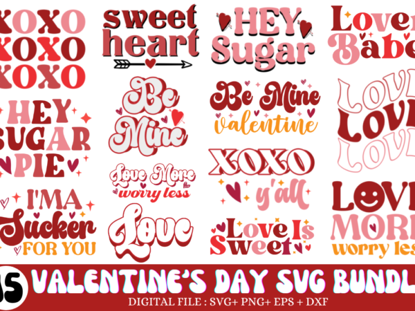 Retro valentine’s day svg bundle t shirt design online