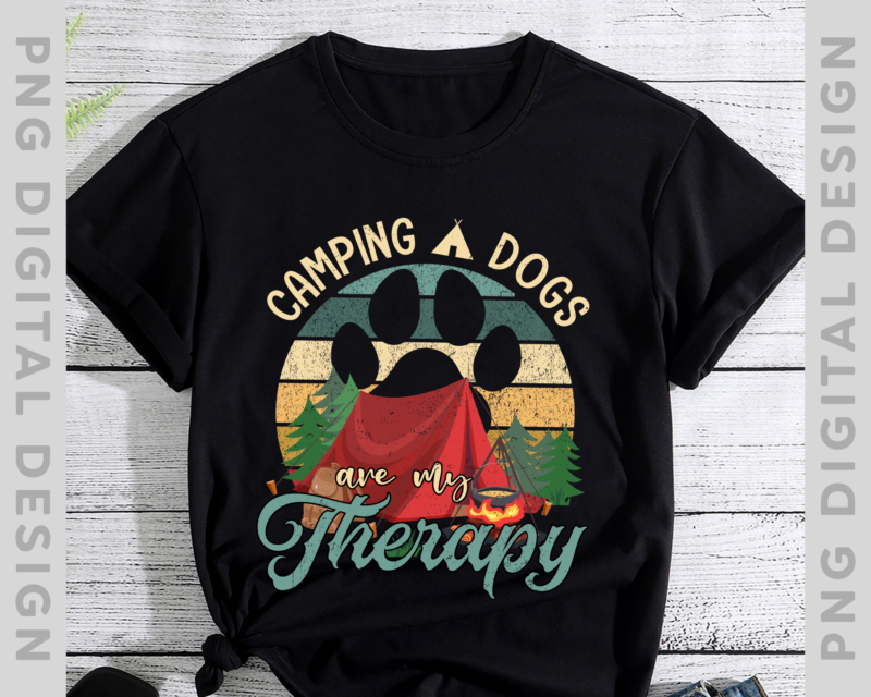 Vintage Camping and Dogs are my Therapy T-shirt, Camping Lover, Dogs Lover, Vintage shirt, Holiday Gift TH