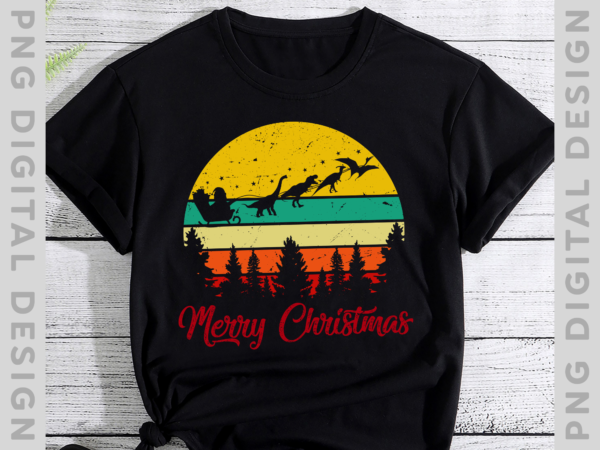 Vintage santa sleigh with dinosaurs christmas gift t-shirt, santa claus, santa christmas, dinosaur christmas th