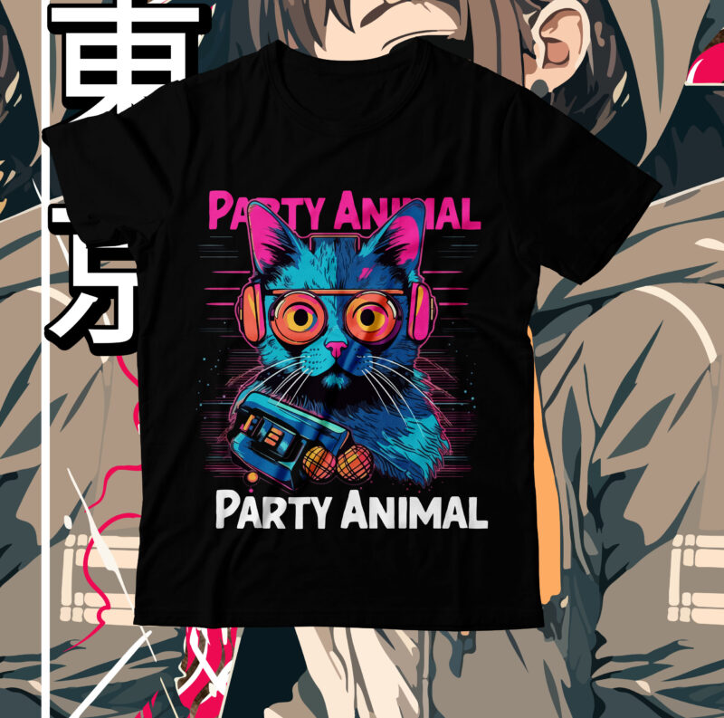 Party Animal T-Shirt Design, Party Animal SVG Cut File, cat t shirt design, cat shirt design, cat design shirt, cat tshirt design, fendi cat eye shirt, t shirt cat design,