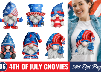 Watercolor 4th of july gnome bundle