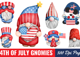 Watercolor 4th of july gnome bundle t shirt design for sale