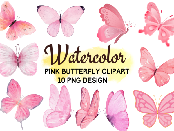 Watercolor butterfly png bundle t shirt design for sale