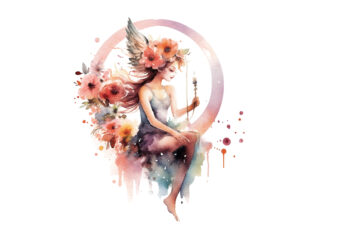 Watercolor Fairy with Flowers clipart t shirt design for sale