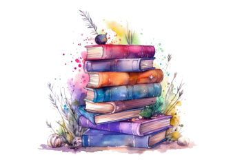 Watercolor Fantasy Books Clipart t shirt design for sale