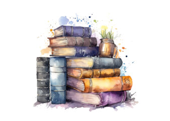 Watercolor Fantasy Books Clipart t shirt design for sale