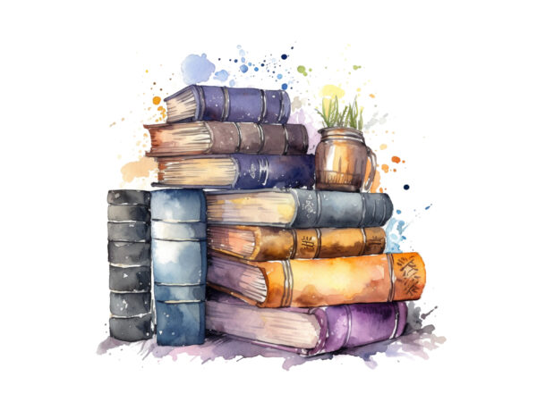 Watercolor fantasy books clipart t shirt design for sale