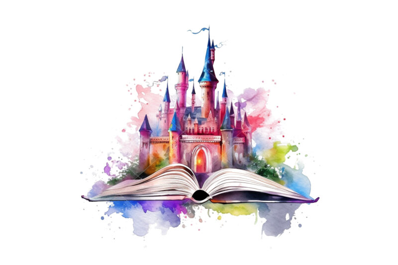 Watercolor Fantasy Books Clipart