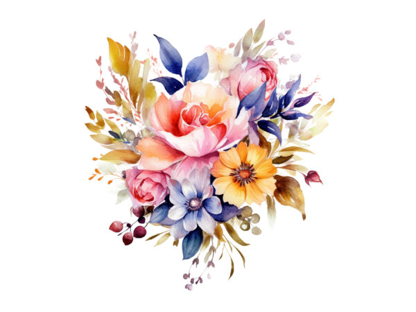 Watercolor flower arrangements florals t shirt design for sale