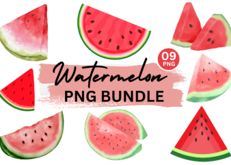 Watercolor Watermelon png Bundle