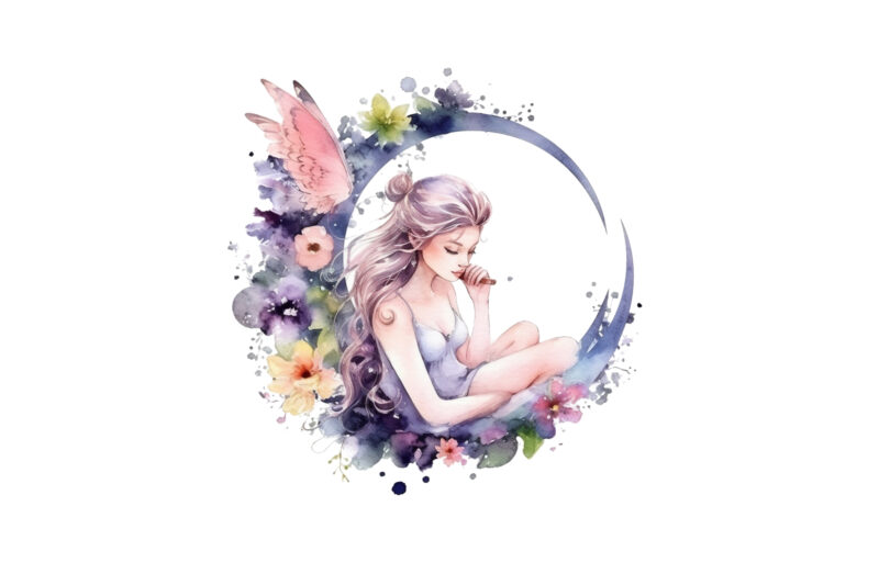 Fantasy Floral Fairy Watercolor Clipart