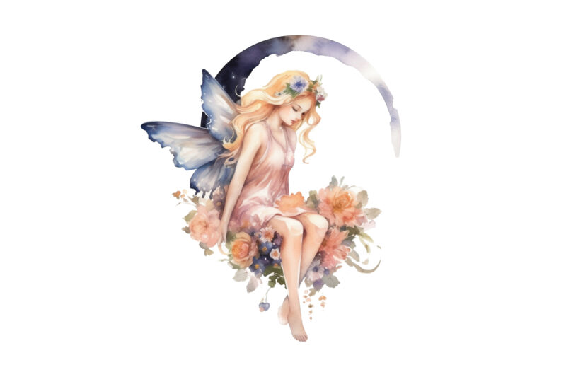 Fantasy Floral Fairy Watercolor Clipart