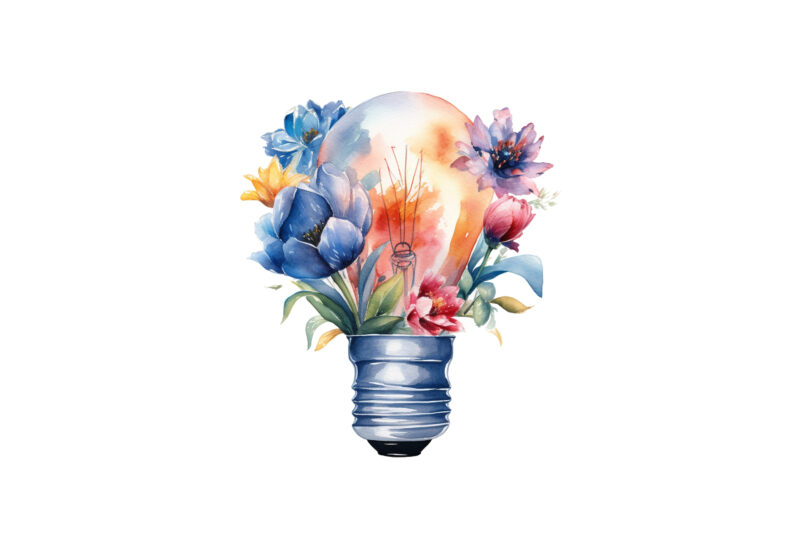 Floral Lightbulb Watercolor Sublimation