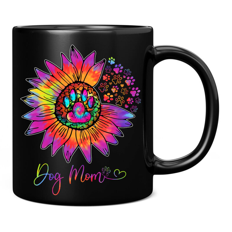 Womens Sunflower Dog Mom Tie Dye Dog Lover Mothers Day Mama Grandma T-Shirt PC