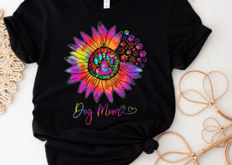 Womens Sunflower Dog Mom Tie Dye Dog Lover Mothers Day Mama Grandma T-Shirt PC