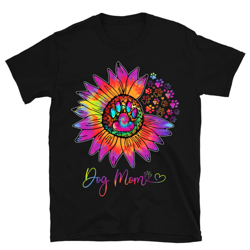 Womens Sunflower Dog Mom Tie Dye Dog Lover Mothers Day Mama Grandma T-Shirt PC