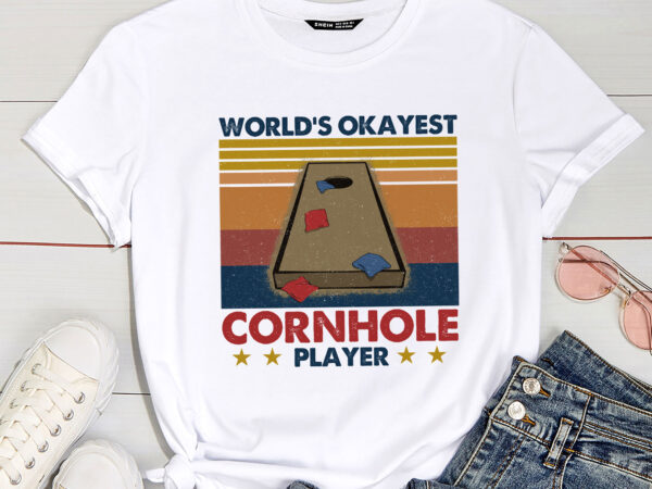 World_s okayest cornhole player vintage corn hole pc t shirt design for sale