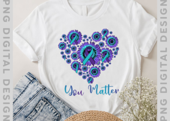 You Matter Suicide Prevention Teal Purple Awareness Ribbon T-Shirt PNG File PH