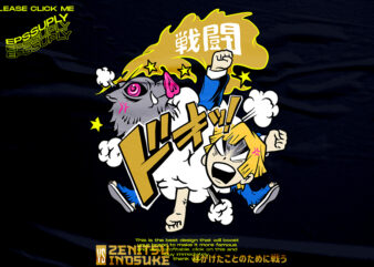 Fighters friend zenitsu inosuke urban streetwear t-shirt design png ready to print and silkscreen printing