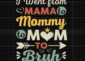 I Went From Mama To Mommy Mom To Bruh Svg, Funny Mothers Day Svg, I Went From Mama For Wife And Mom Svg, Mother’s Day Svg, Mother Svg t shirt design for sale