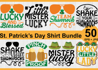 St. Patrick’s Day Shirt Design Bundle Print Template, Lucky Charms, Irish, everyone has a little luck Typography Design