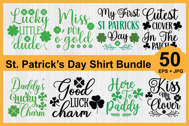 St. Patrick’s Day Shirt Design Bundle Print Template, Lucky Charms, Irish, everyone has a little luck Typography Design